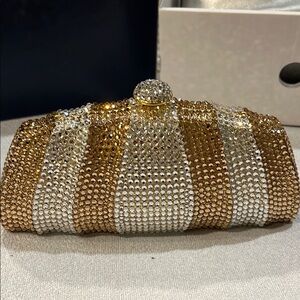 Gold and Silver Crystal Clutch